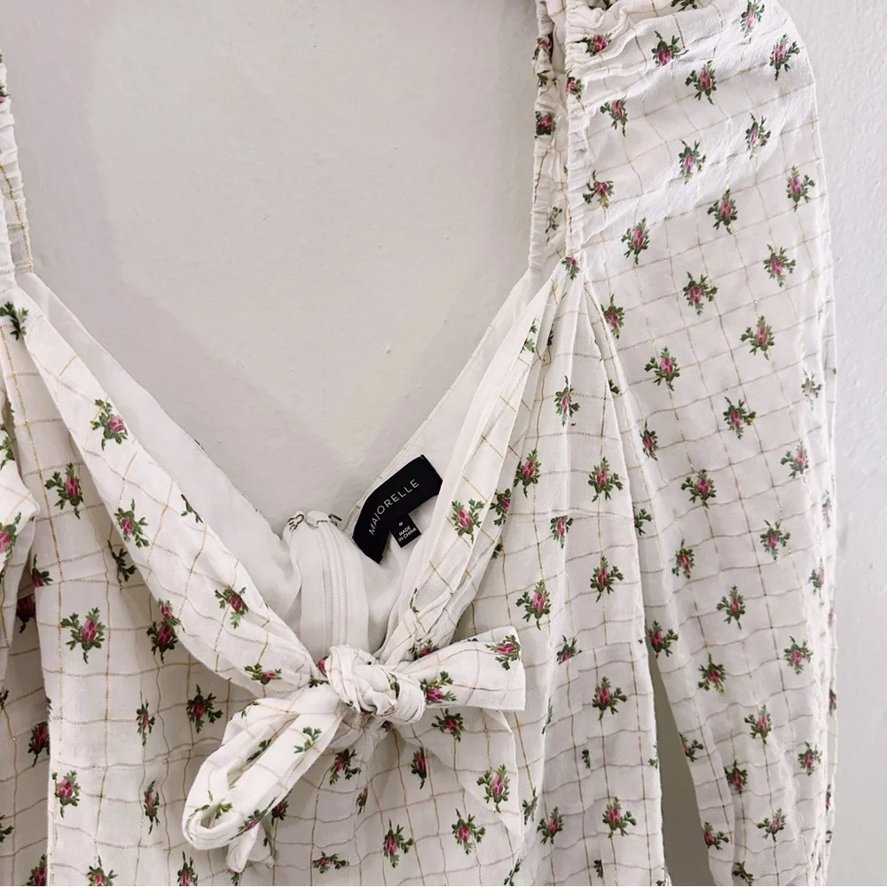 Majorelle Floral Printed Long Sleeve Romper Mini Metallic Lurex Thread - Picture 3 of 8